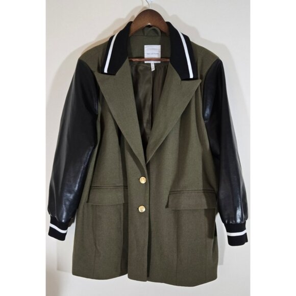 Avec Les Filles Miltary Styl Jacket Coat Blazer 1X 16 18 Trendy Faux Leather Slv - Picture 1 of 7